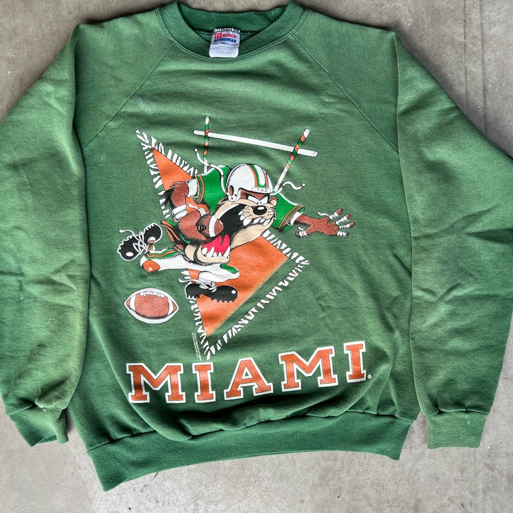 Vintage 1996 TAZ Miami University Looney Tunes Taz Crewneck Made in USA